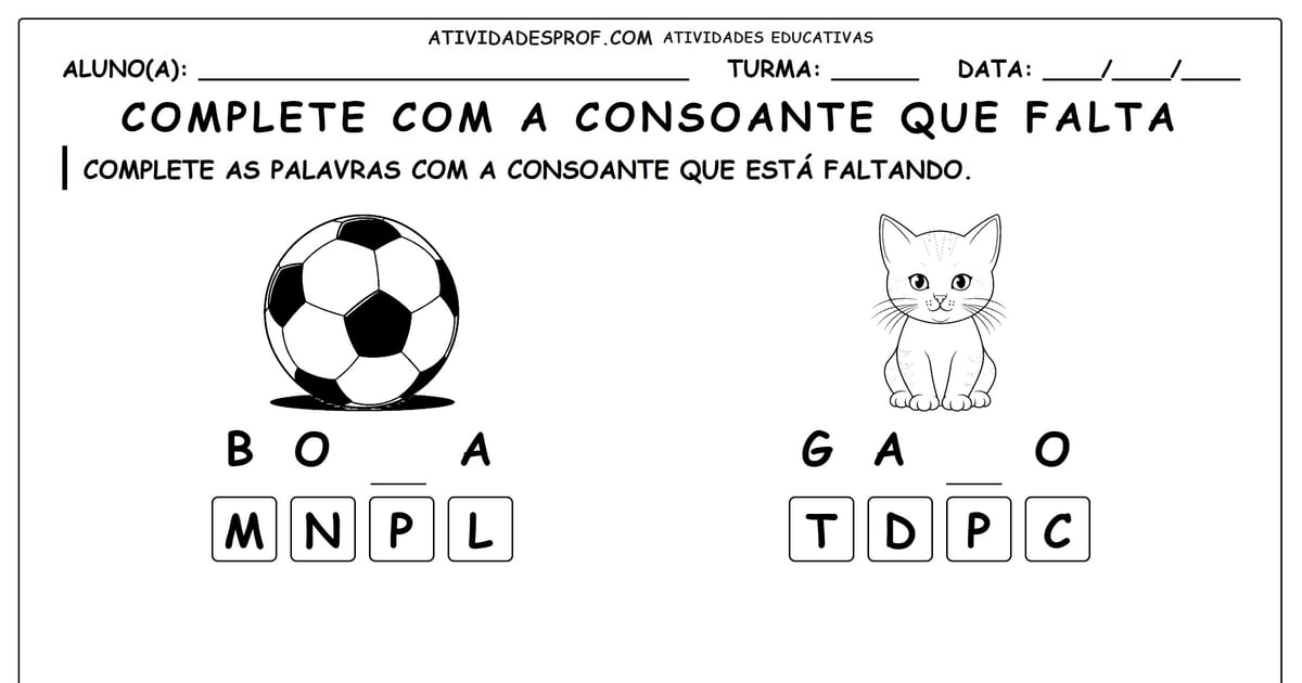 Complete com a consoante que falta