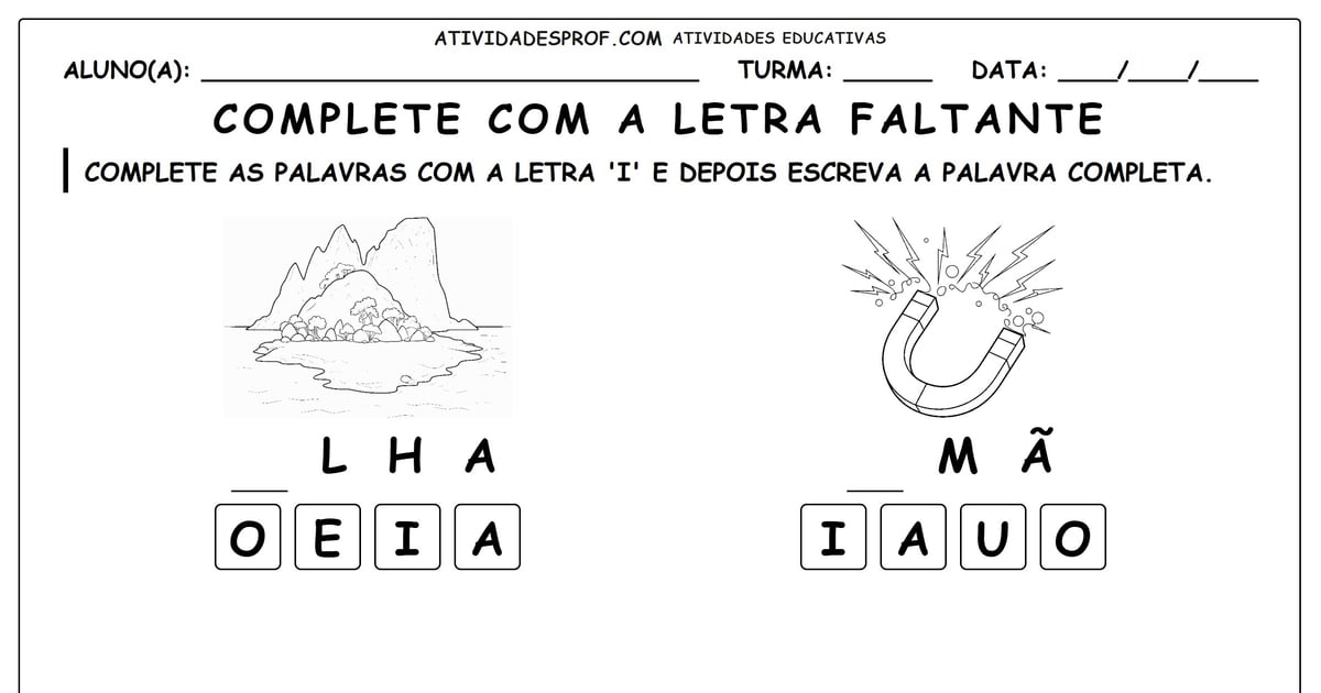Complete com a letra faltante