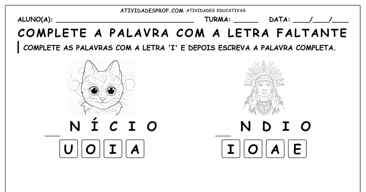 Complete a palavra com a letra faltante