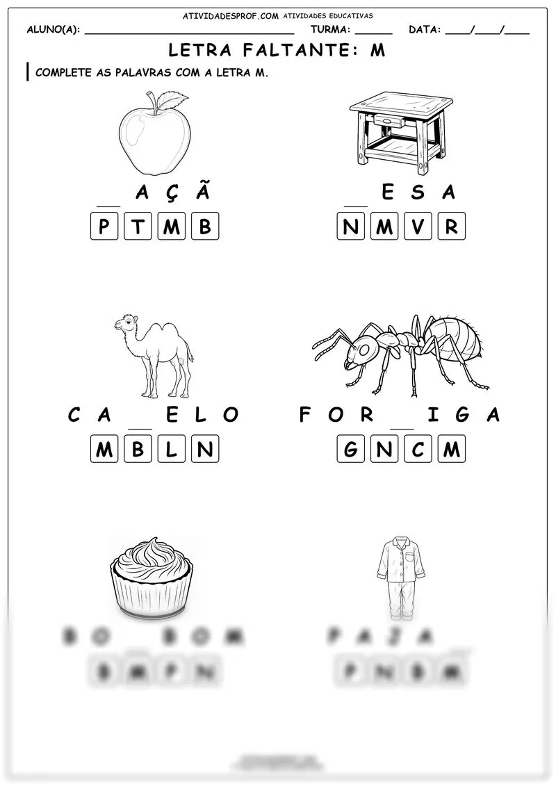 Letra faltante: M