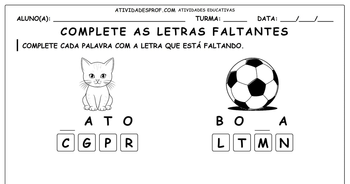 Complete as letras faltantes