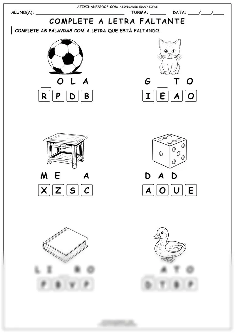 Complete a letra faltante