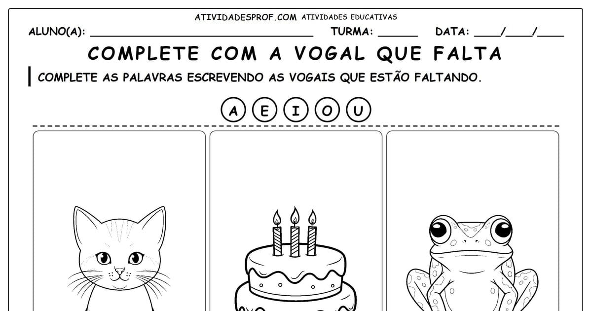 Complete com a vogal que falta