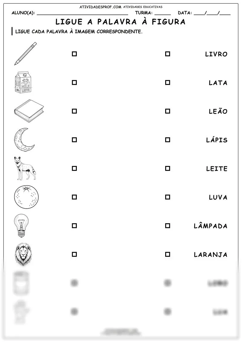 Ligue a palavra à figura