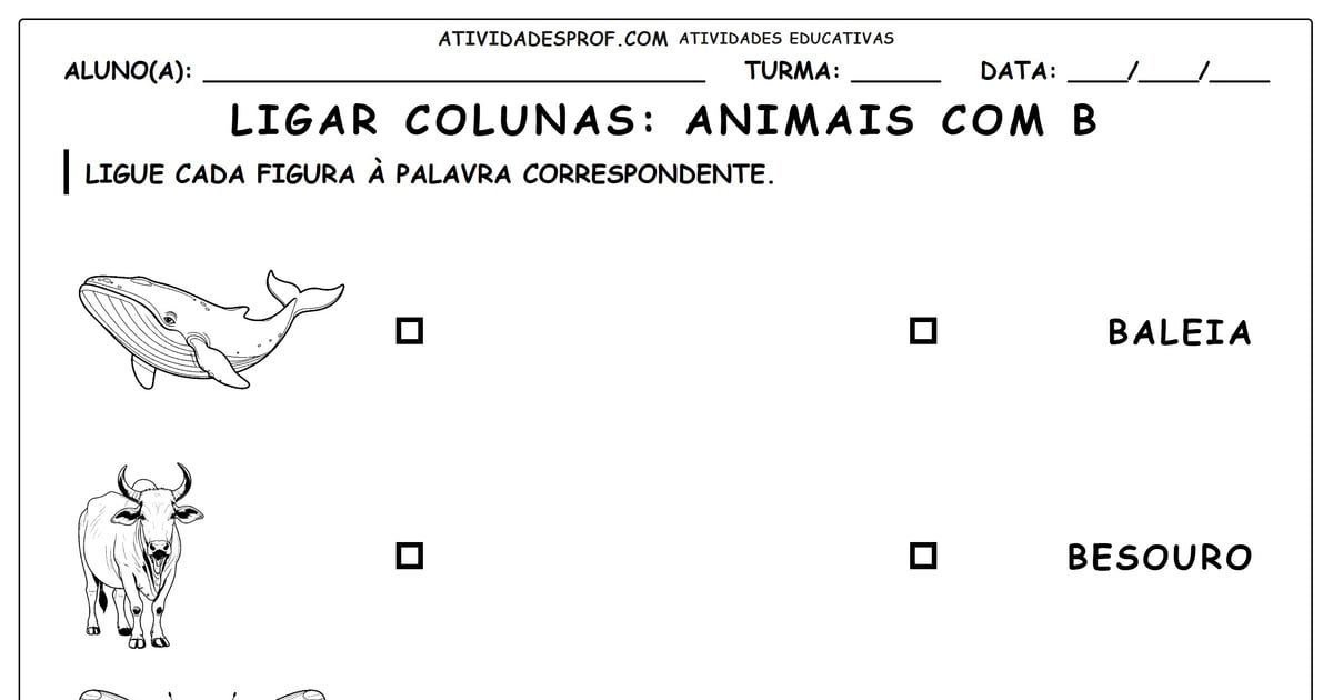 Ligar colunas: Animais com B