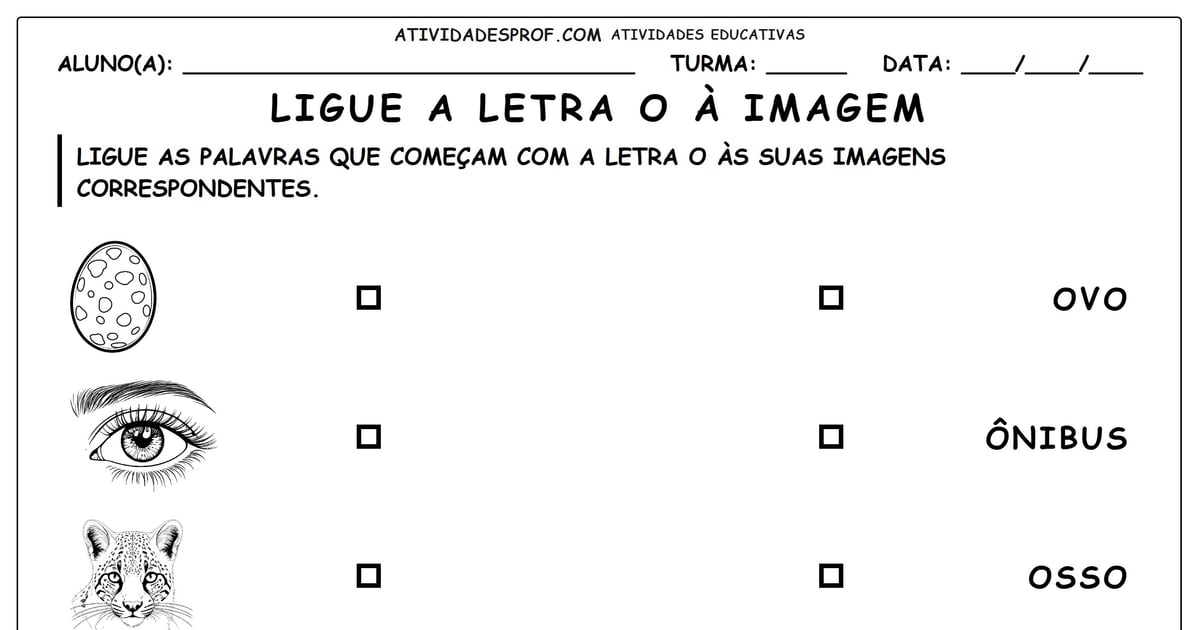 Ligue a letra o à imagem