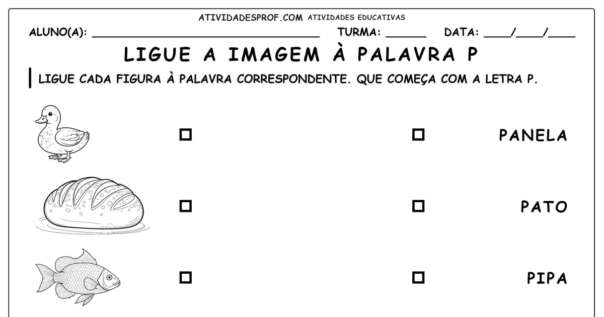 Ligue a imagem à palavra P