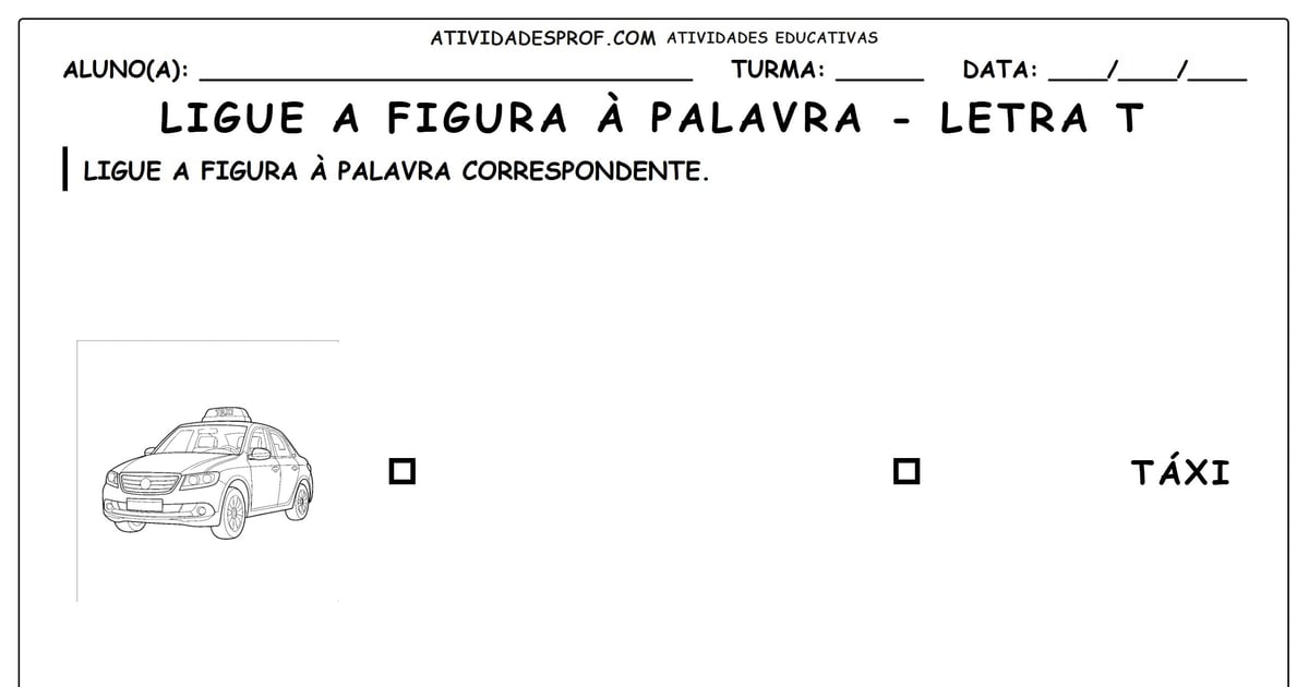 Ligue a figura à palavra - letra T