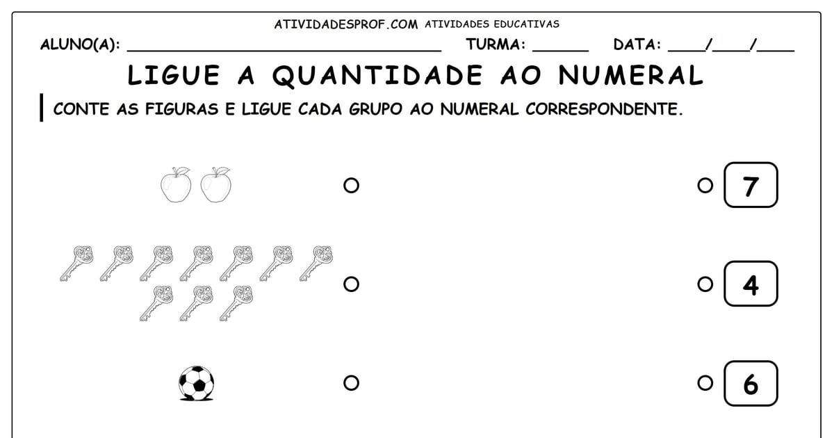 Ligue a quantidade ao numeral
