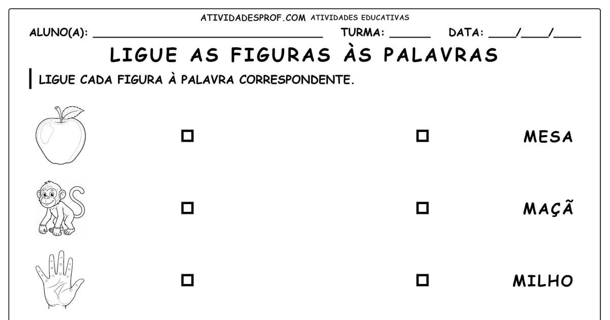 Ligue as figuras às palavras