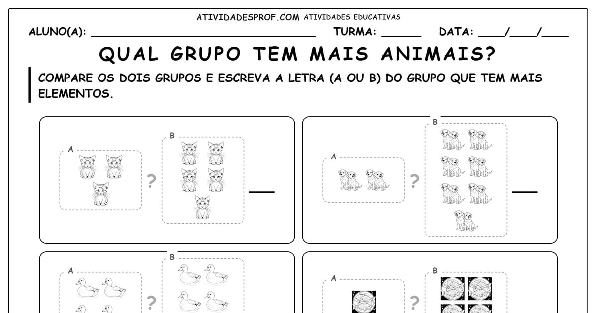 Qual grupo tem mais animais?