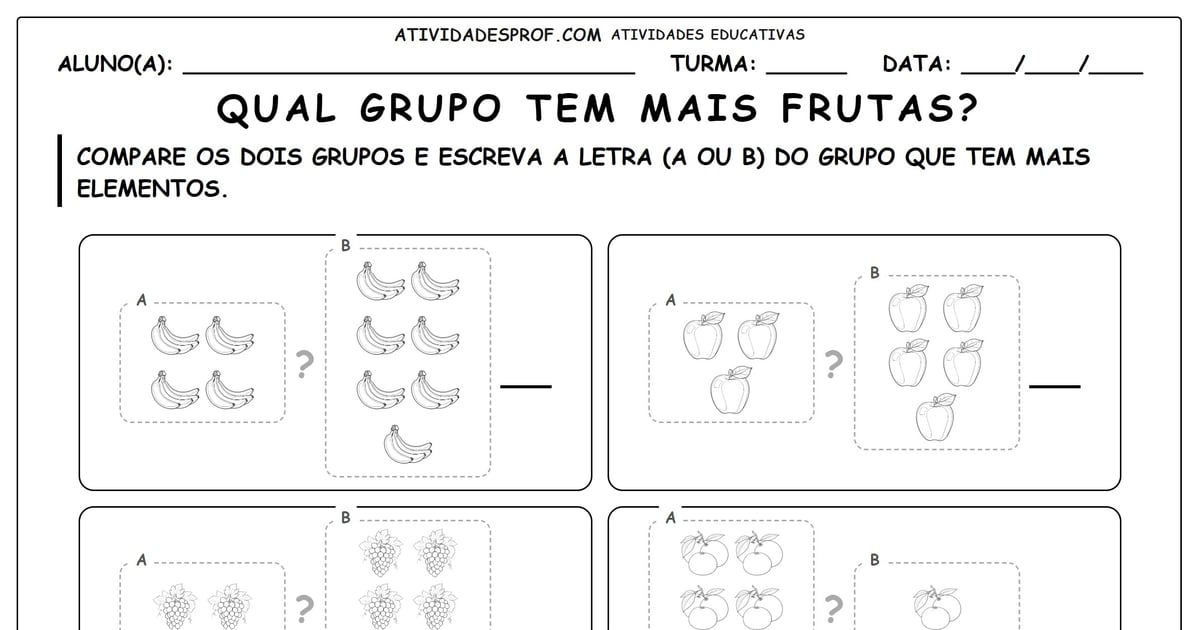 Qual grupo tem mais frutas?