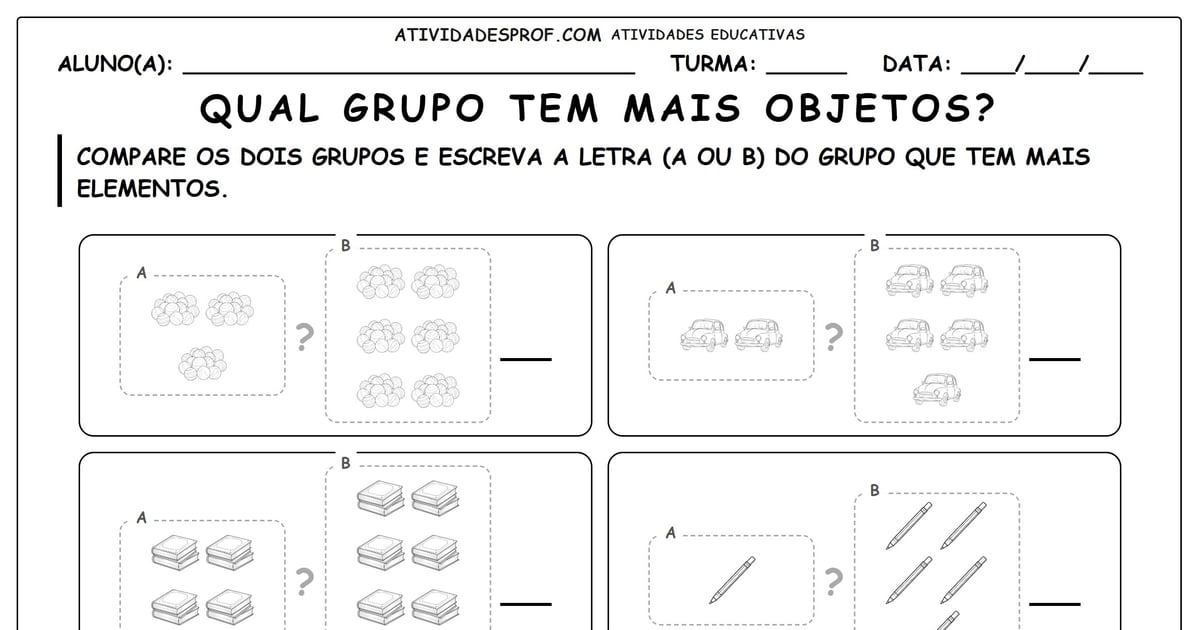 Qual grupo tem mais objetos?
