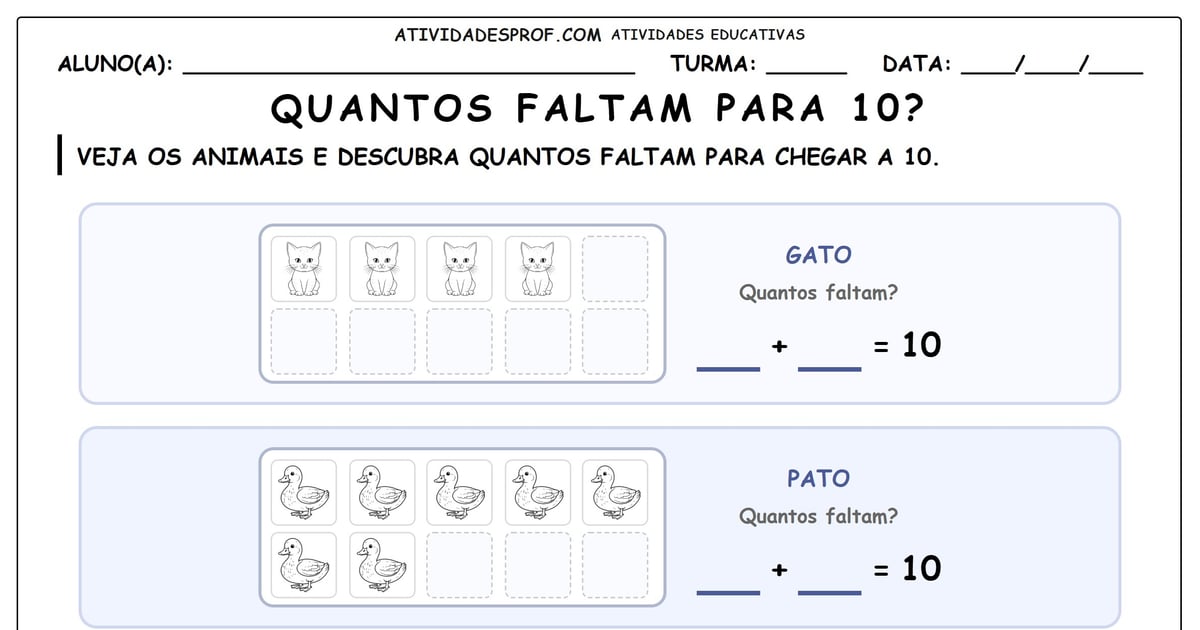 Quantos faltam para 10?