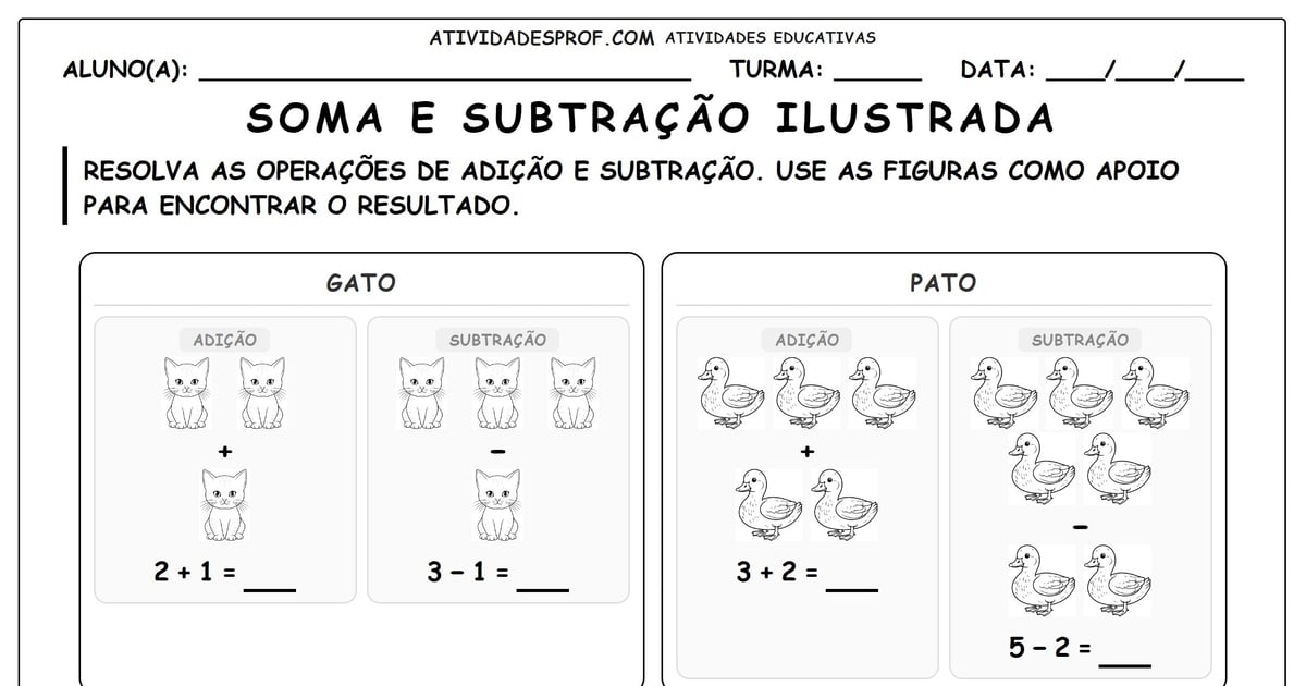 Soma e subtração ilustrada