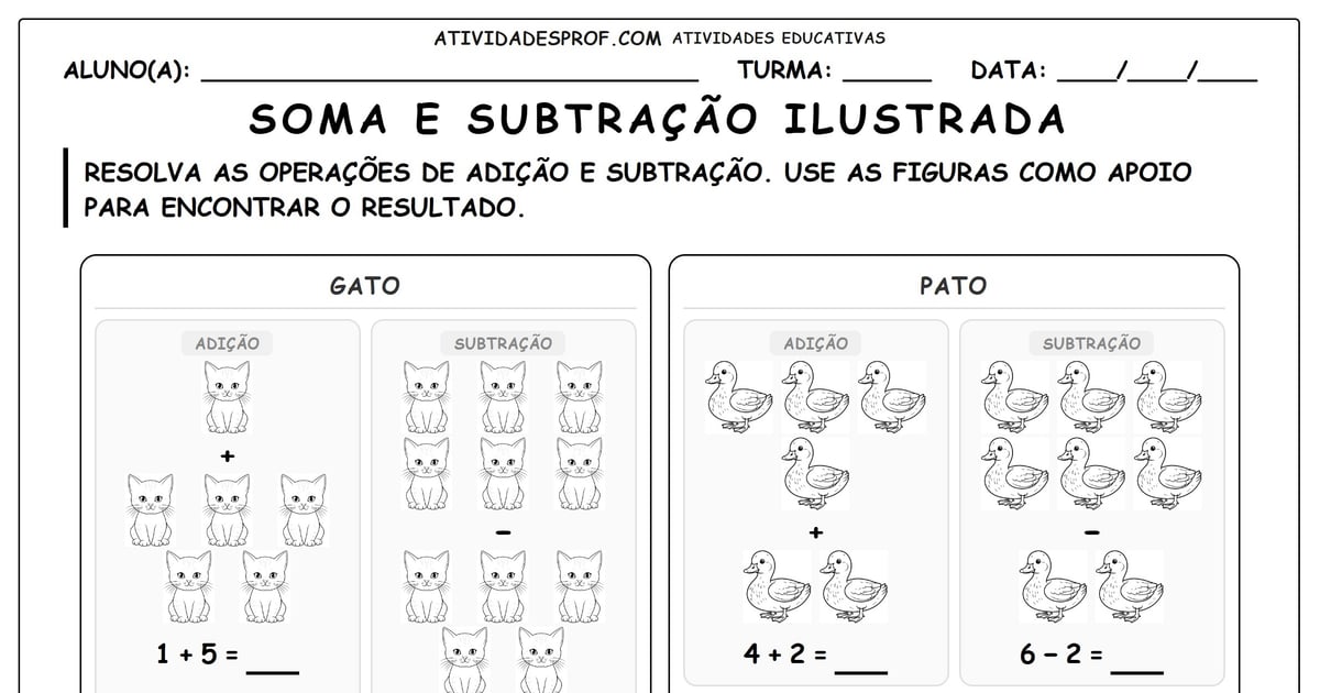 Soma e subtração ilustrada