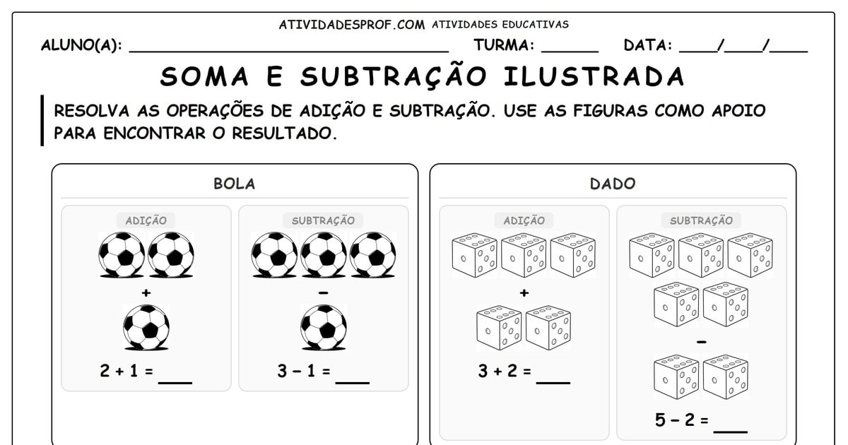 Soma e subtração ilustrada