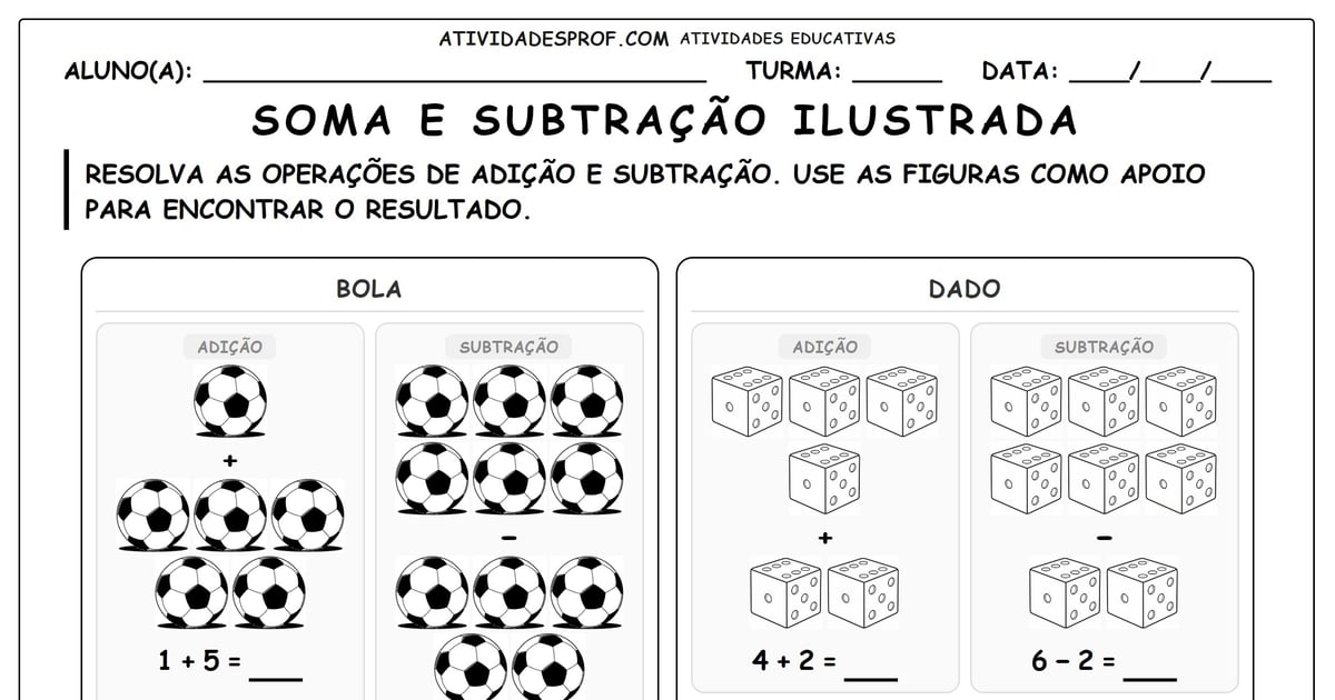 Soma e subtração ilustrada