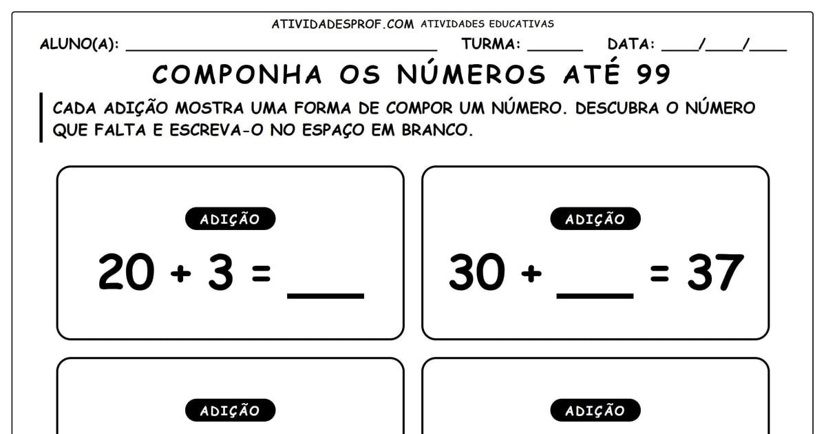 Componha os números até 99