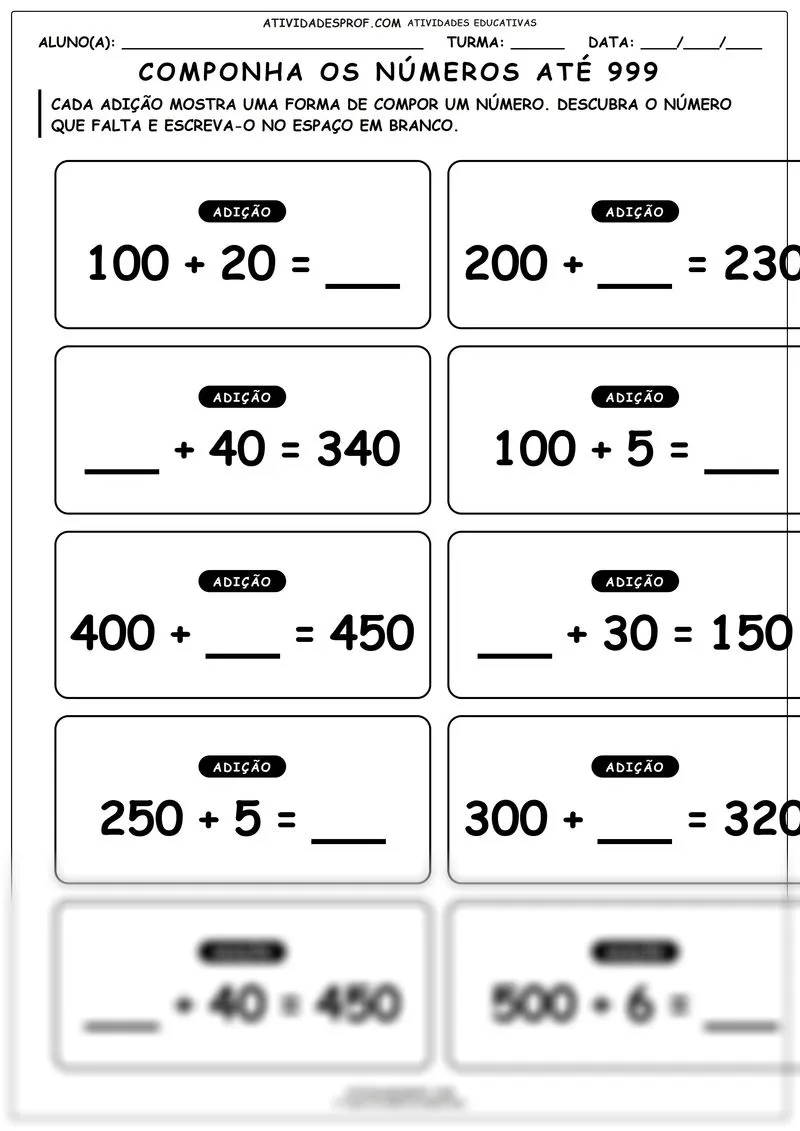 Componha os números até 999
