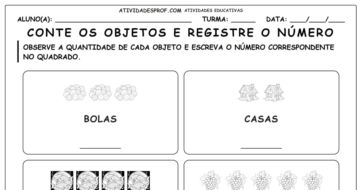 Conte os objetos e registre o número