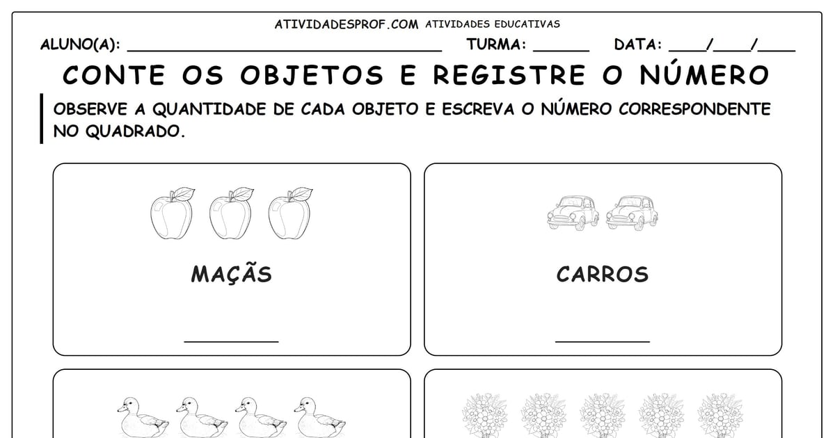 Conte os objetos e registre o número