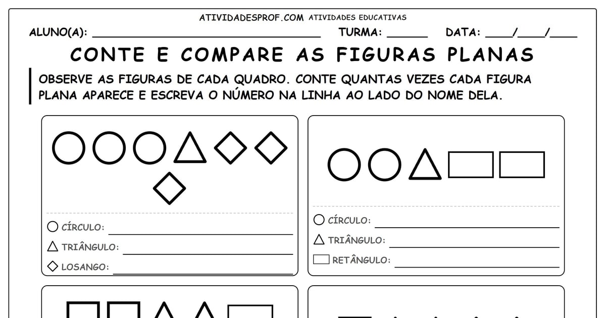 Conte e compare as figuras planas