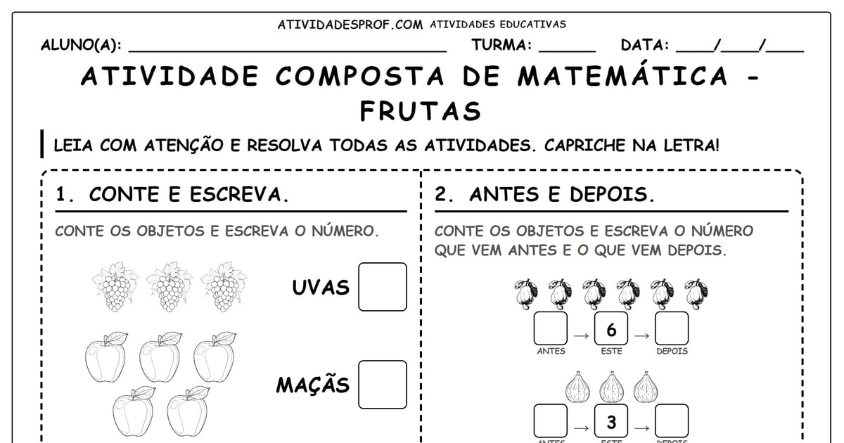Atividade composta de matemática - frutas