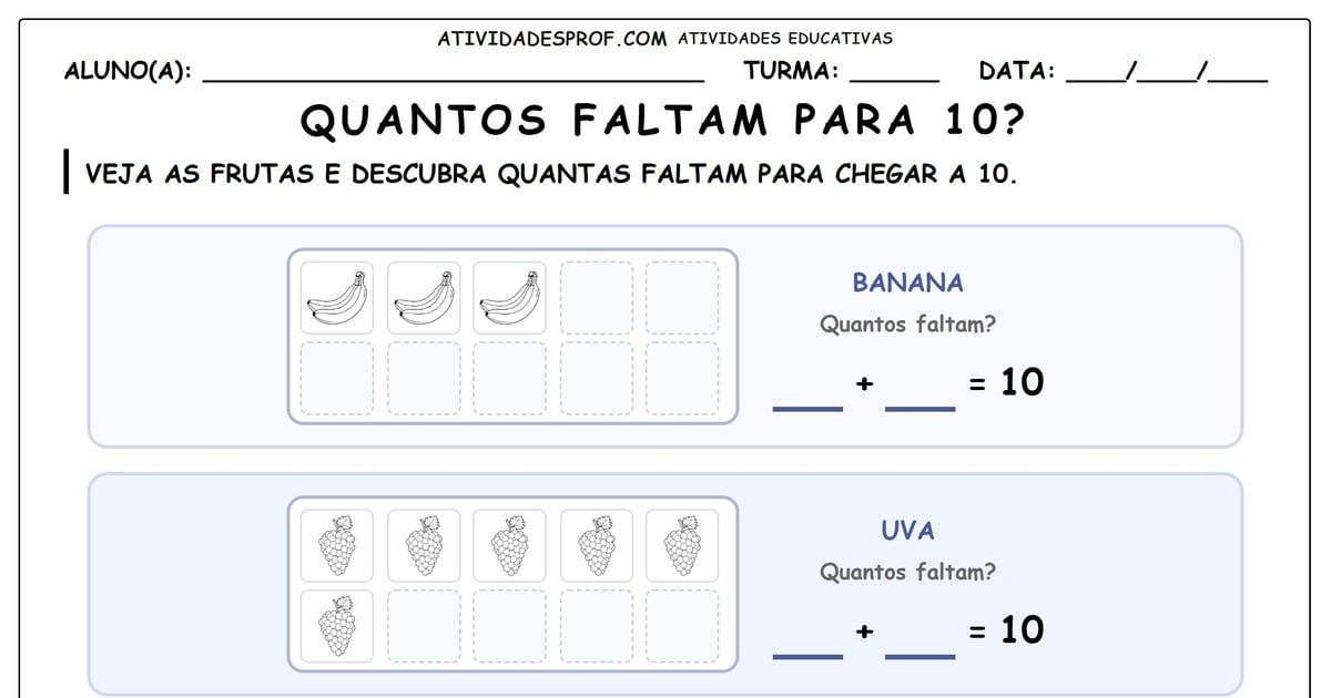 Quantos faltam para 10?