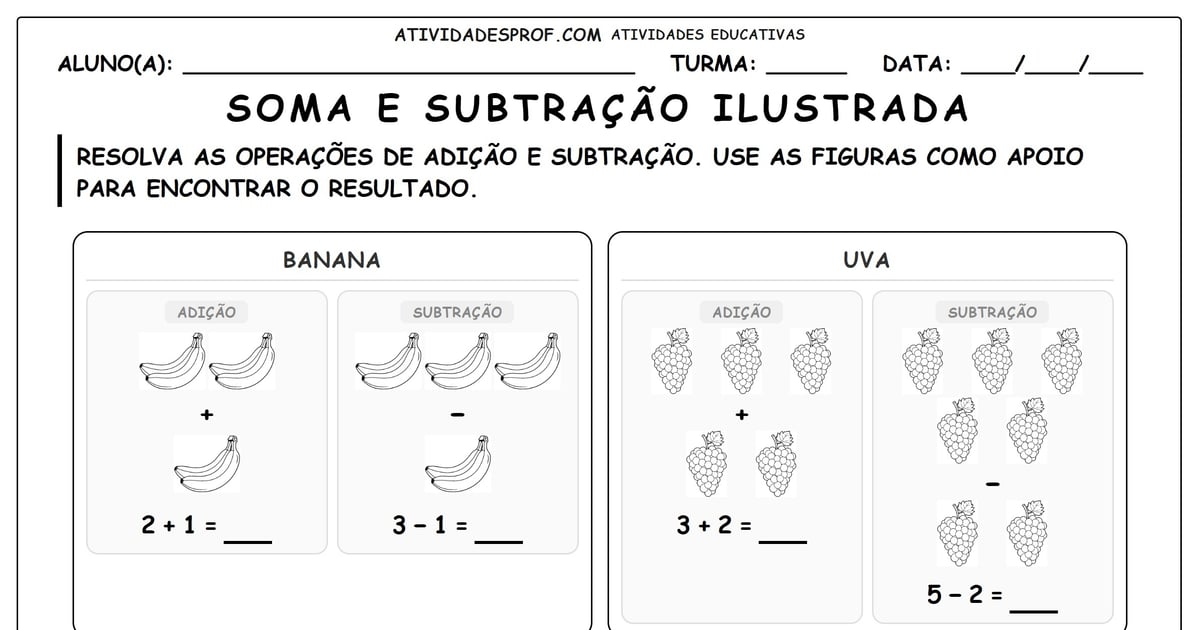 Soma e subtração ilustrada
