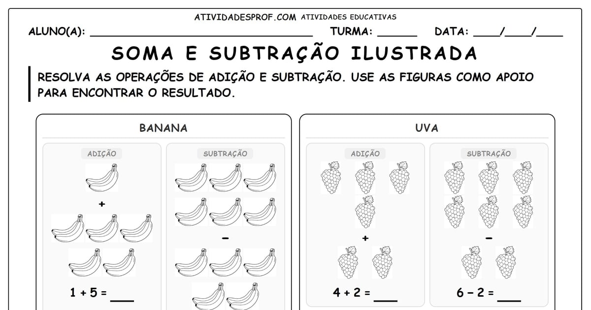 Soma e subtração ilustrada