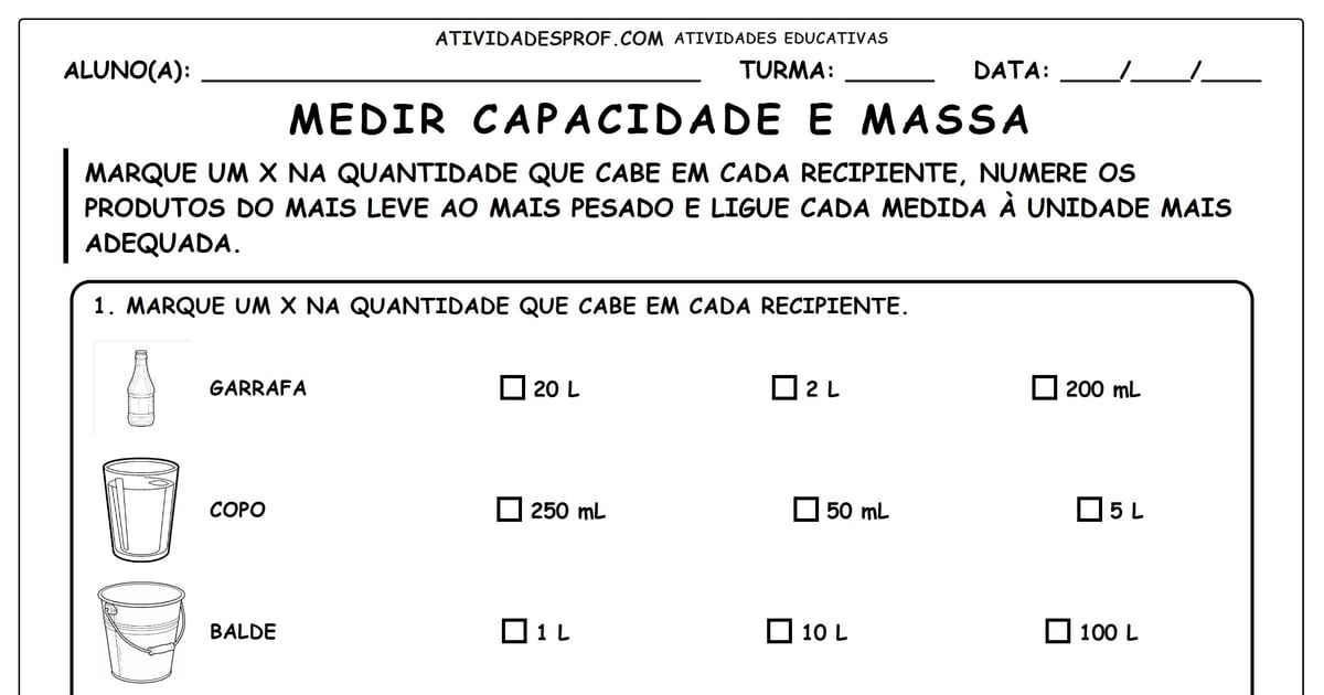 Medir capacidade e massa