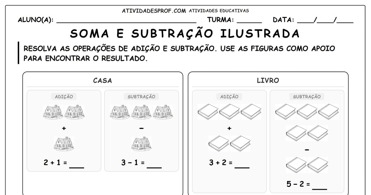Soma e subtração ilustrada