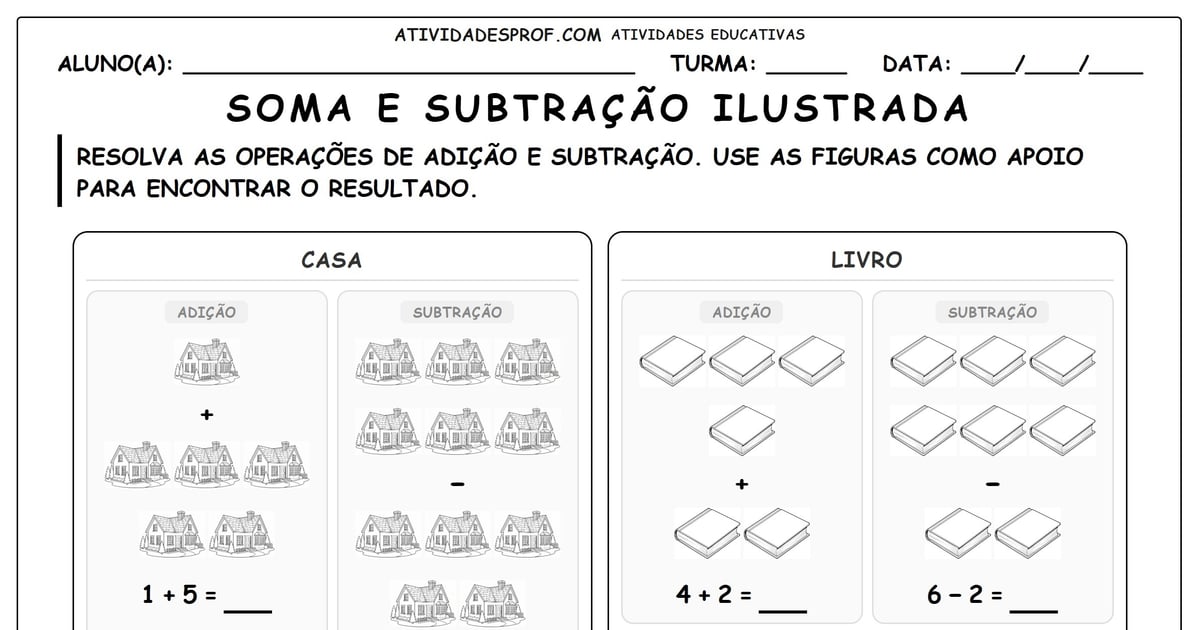 Soma e subtração ilustrada