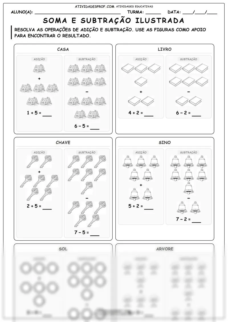 Soma e subtração ilustrada