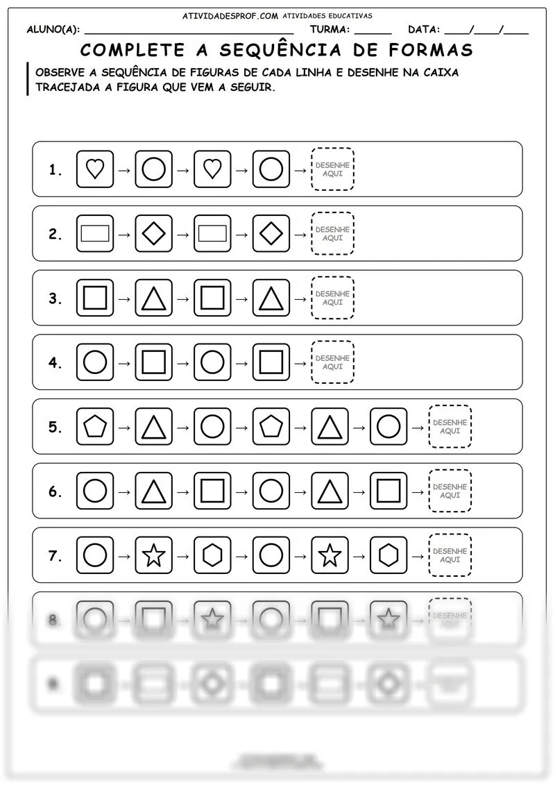 Complete a sequência de formas