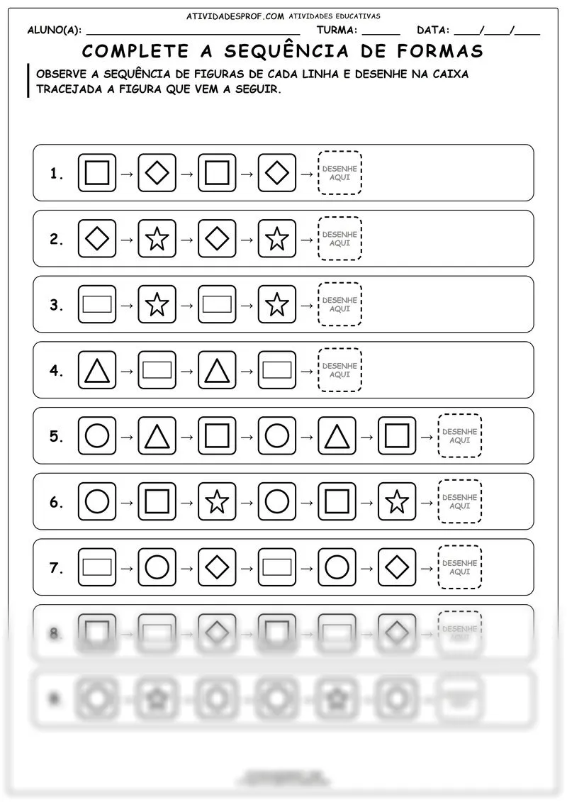 Complete a sequência de formas
