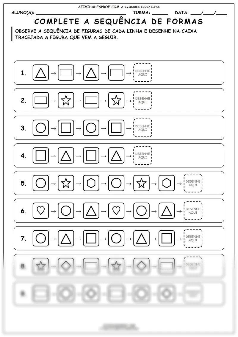 Complete a sequência de formas