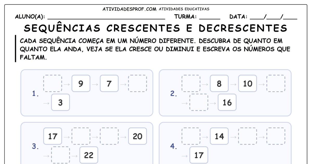 Sequências crescentes e decrescentes