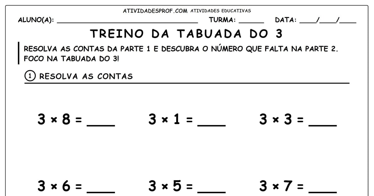 Treino da tabuada do 3