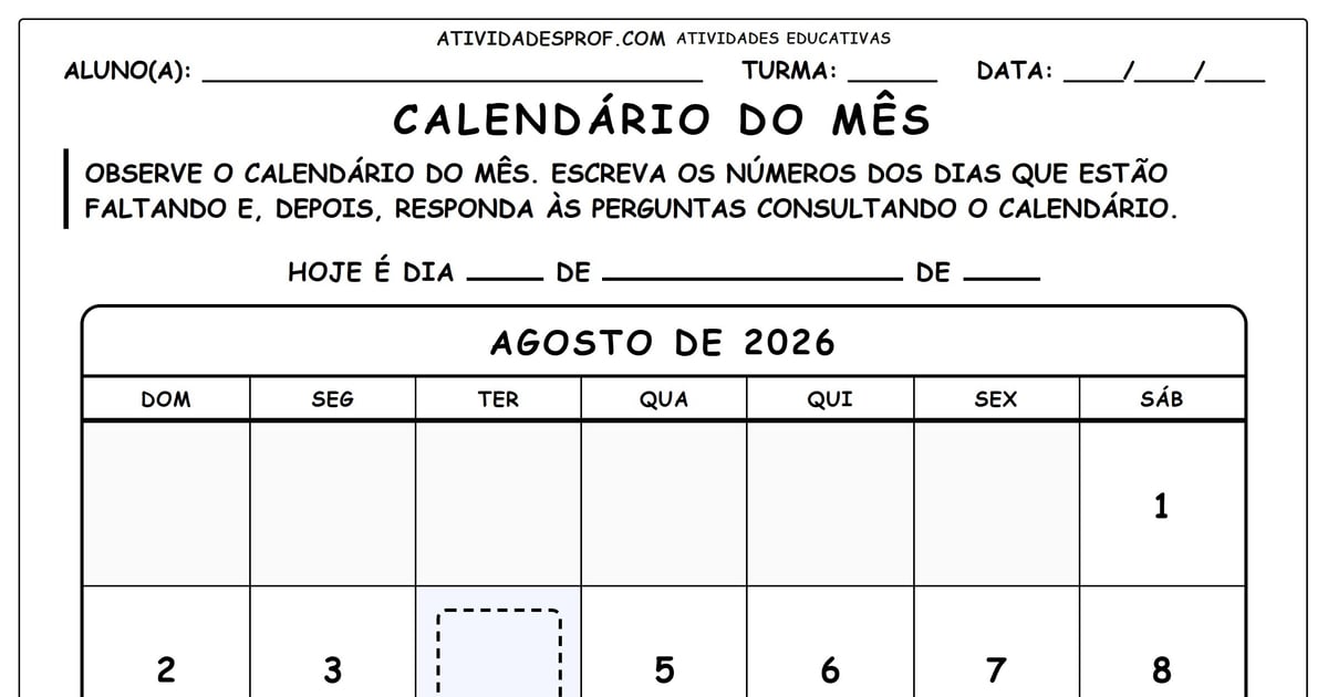 Calendário do mês