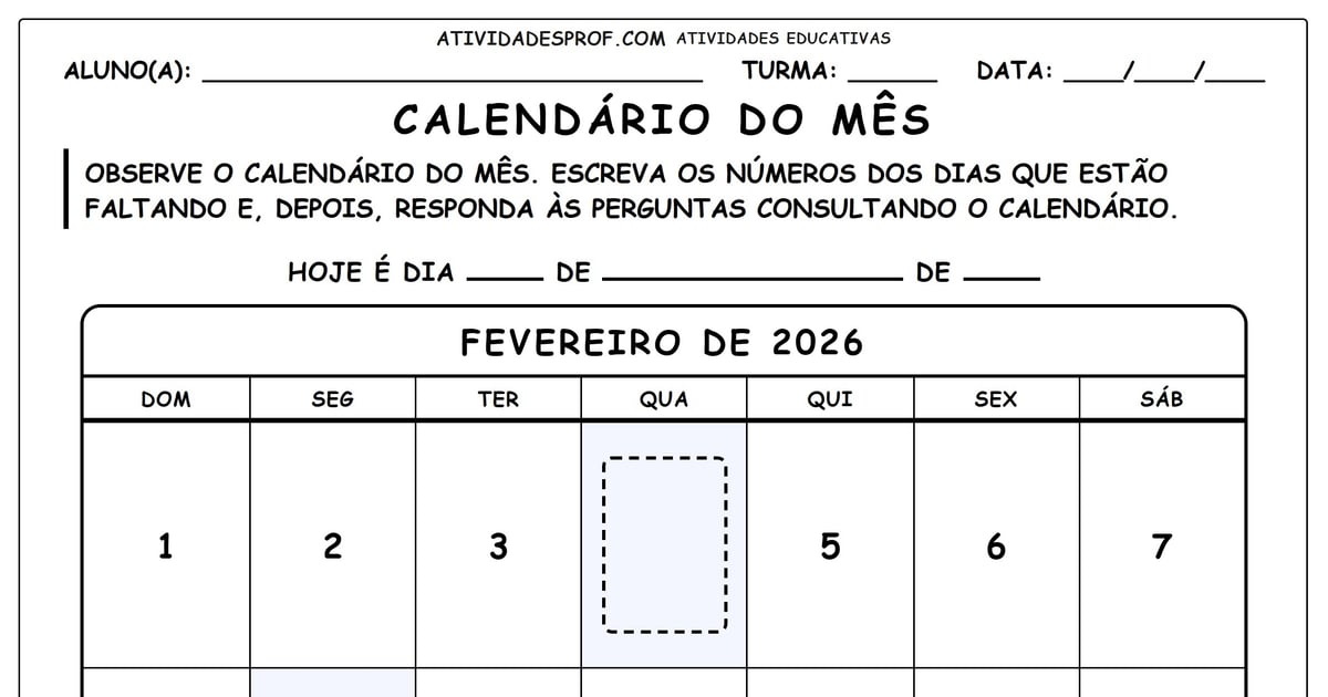 Calendário do mês