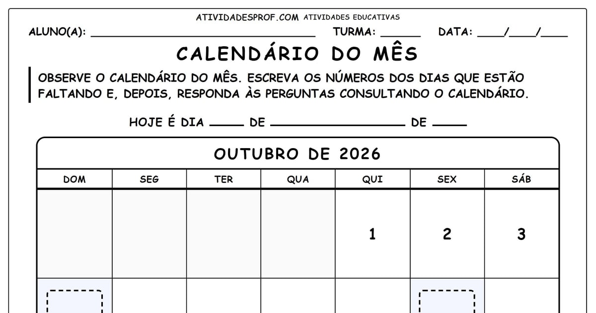Calendário do mês