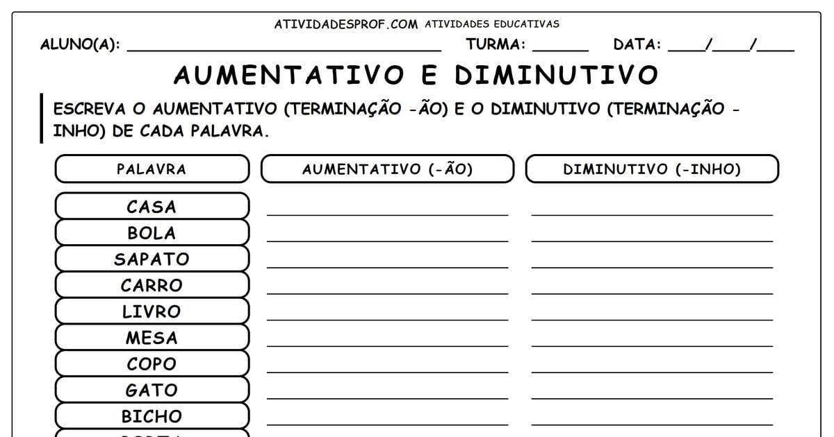 Aumentativo e diminutivo