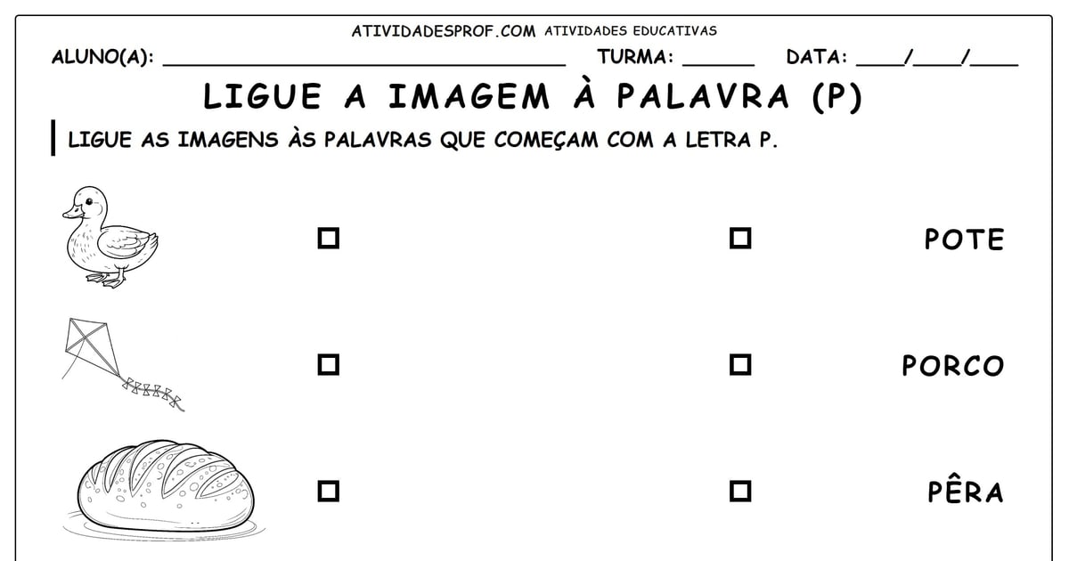 Ligue a imagem à palavra (P)