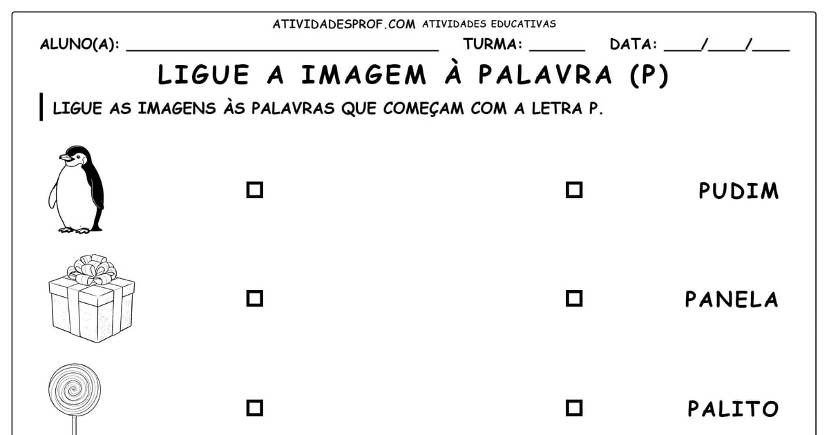 Ligue a imagem à palavra (P)