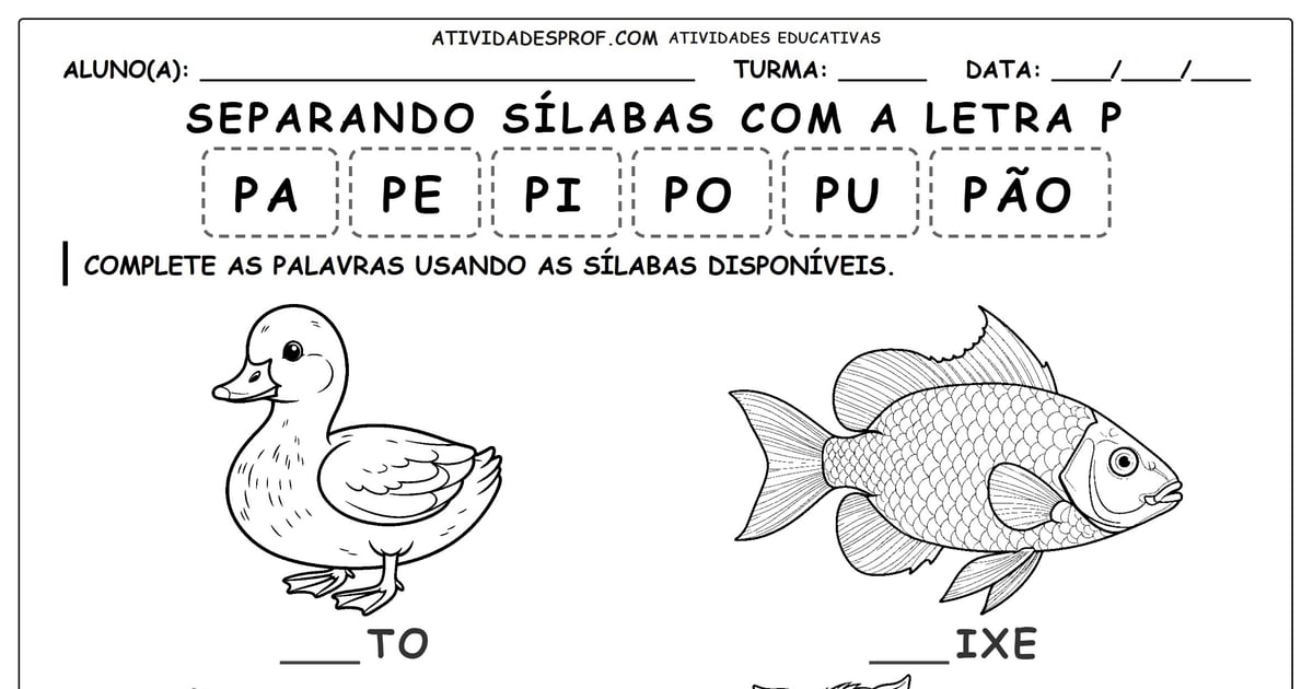 Separando sílabas com a letra P