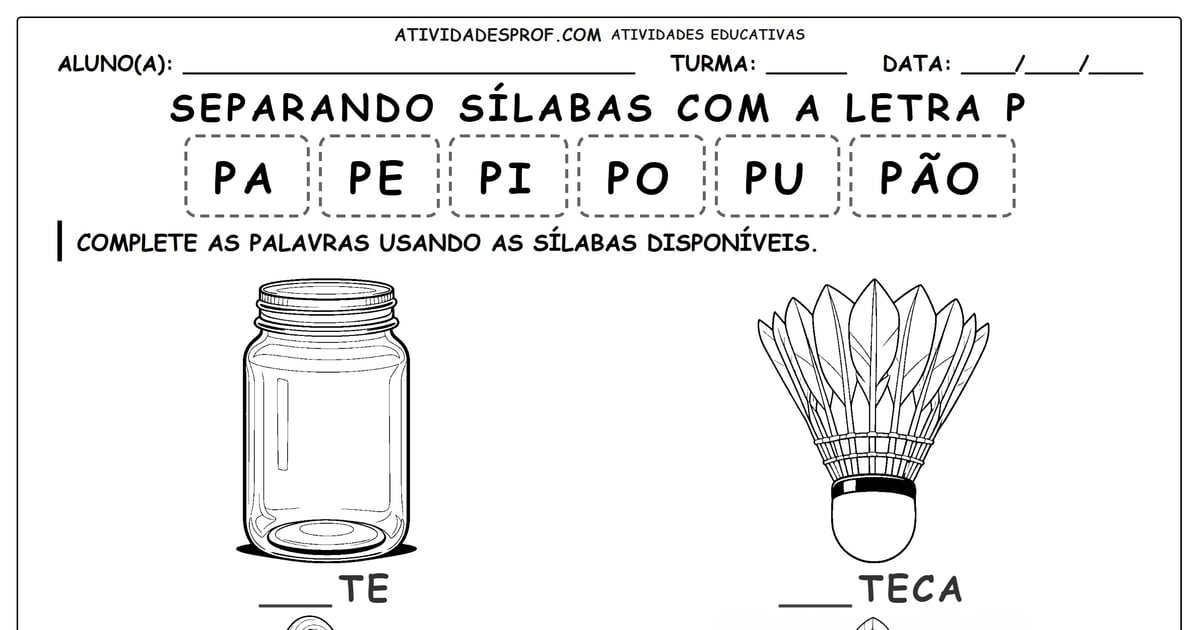 Separando sílabas com a letra P