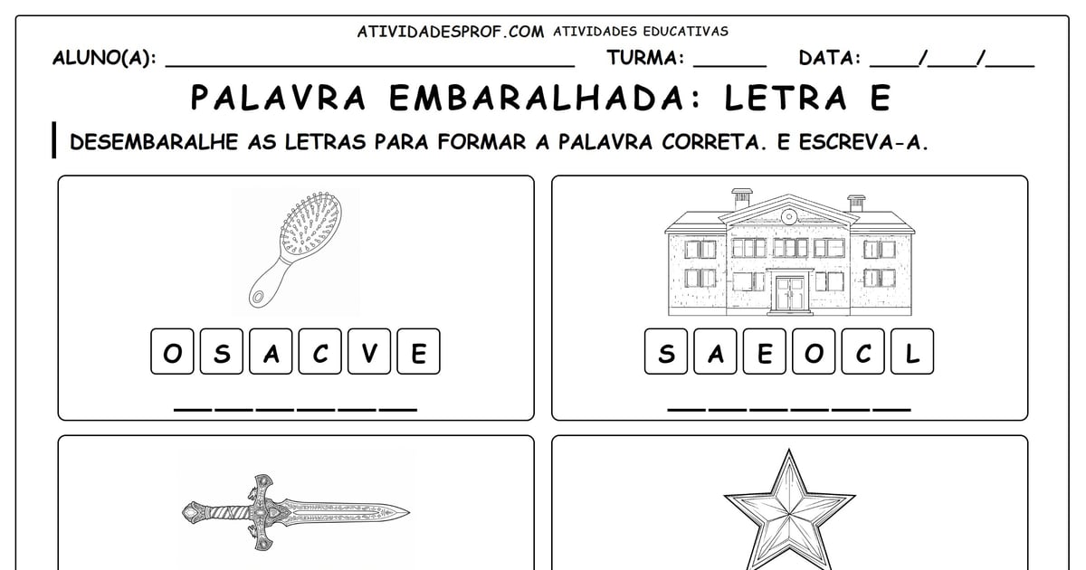 Palavra embaralhada: Letra e