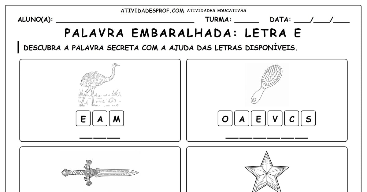 Palavra embaralhada: Letra e
